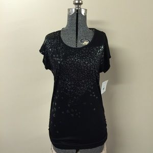 New Small Black and Lace Accented Shirt